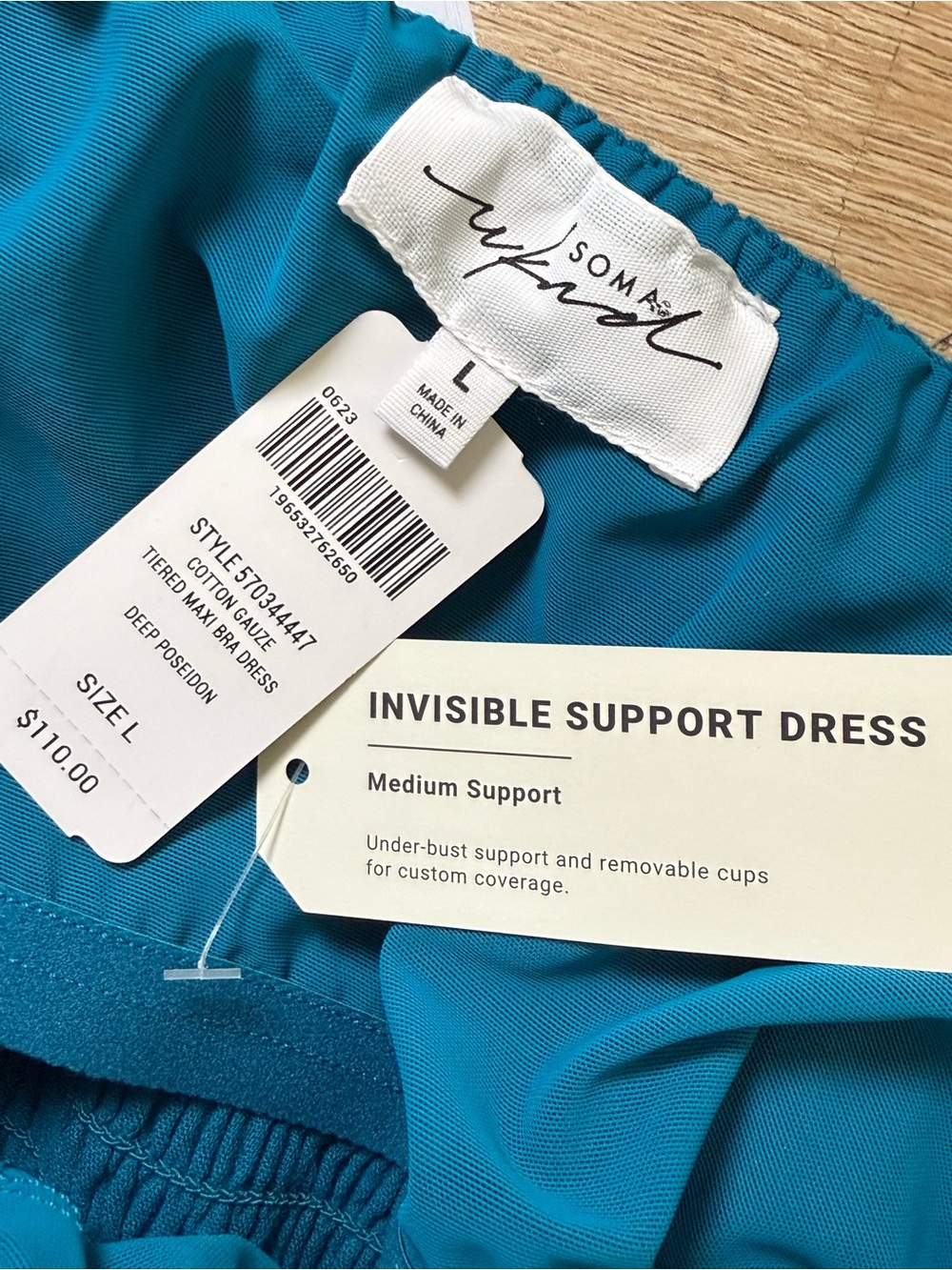Soma Invisible Support Tiered Maxi Bra Dress Deep Poseidon Blue Size L NWT - Picture 7 of 7